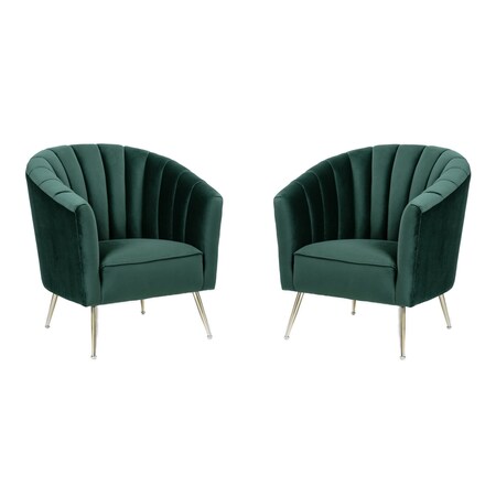 Manhattan Comfort Rosemont Accent Chair in Green and Gold, PK2 2-AC056-GR